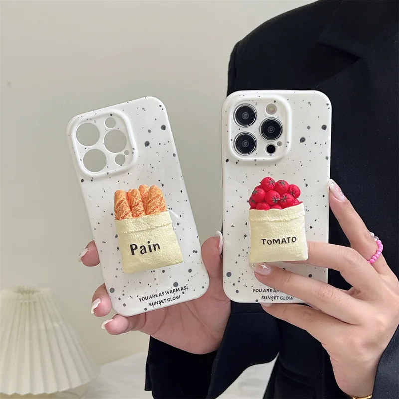 For iPhone 14Promax 2023 New Ins Net Red Niche Tomato Bread Mobile Phone Holder Soft Case 14Pro 13Promax 12 11 Xsmax Xr X Xs