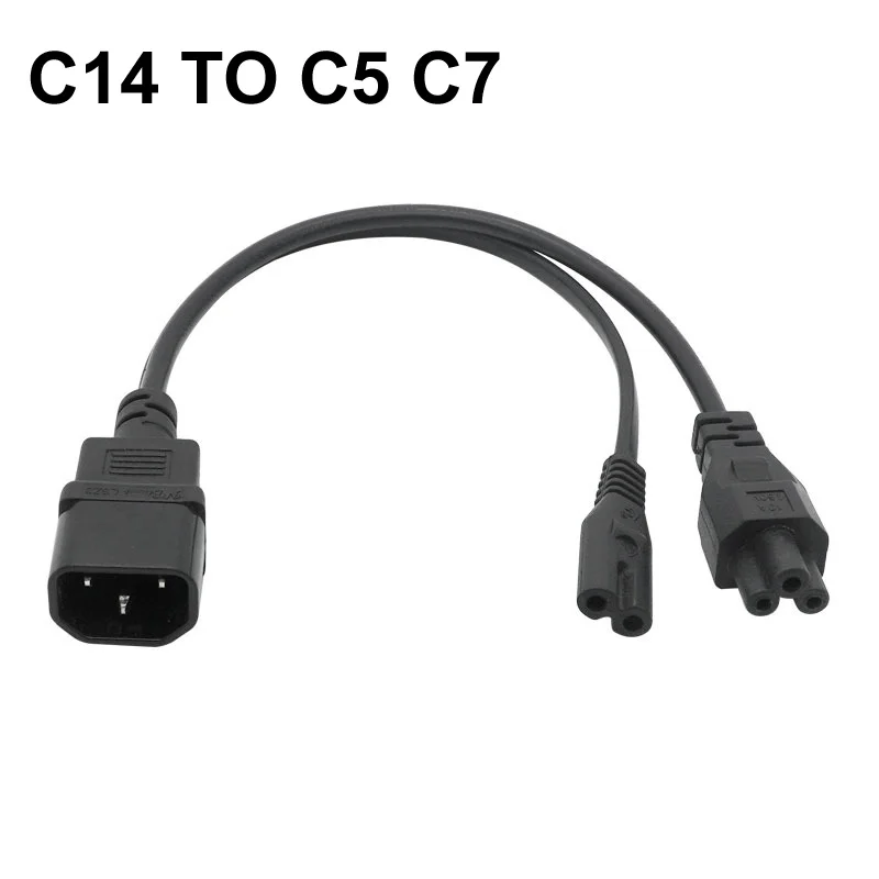 30cm 110V-250V 10A IEC320 C14 TO C5 C7 Y Splitter AC Power Cable Cord Adapter for Monitor Scanner Printer etc