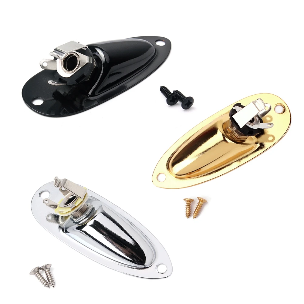 

Boat Shaped Socket 1 4 Inch Guitar Jack Plug Input Output Endpin Plate Durable Chrome Copper Iron Style Guitars Bass