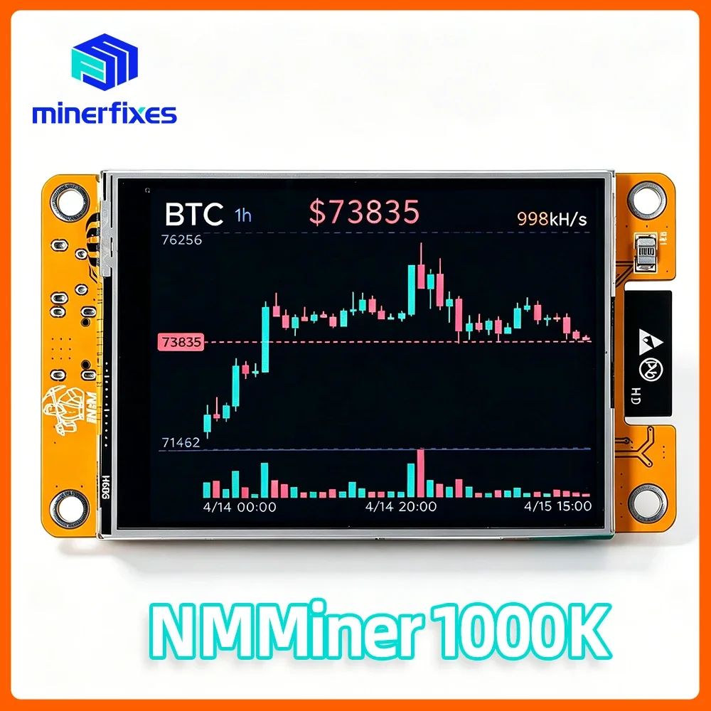 Minerfixes NMMiner NerdMiner V2 Máquina de Mineração Solo com Taxa de Hash de 1000KH/s, Display Inteligente de 2.8 polegadas ESP32, Minerador de Bitcoin para Loteria Cripto