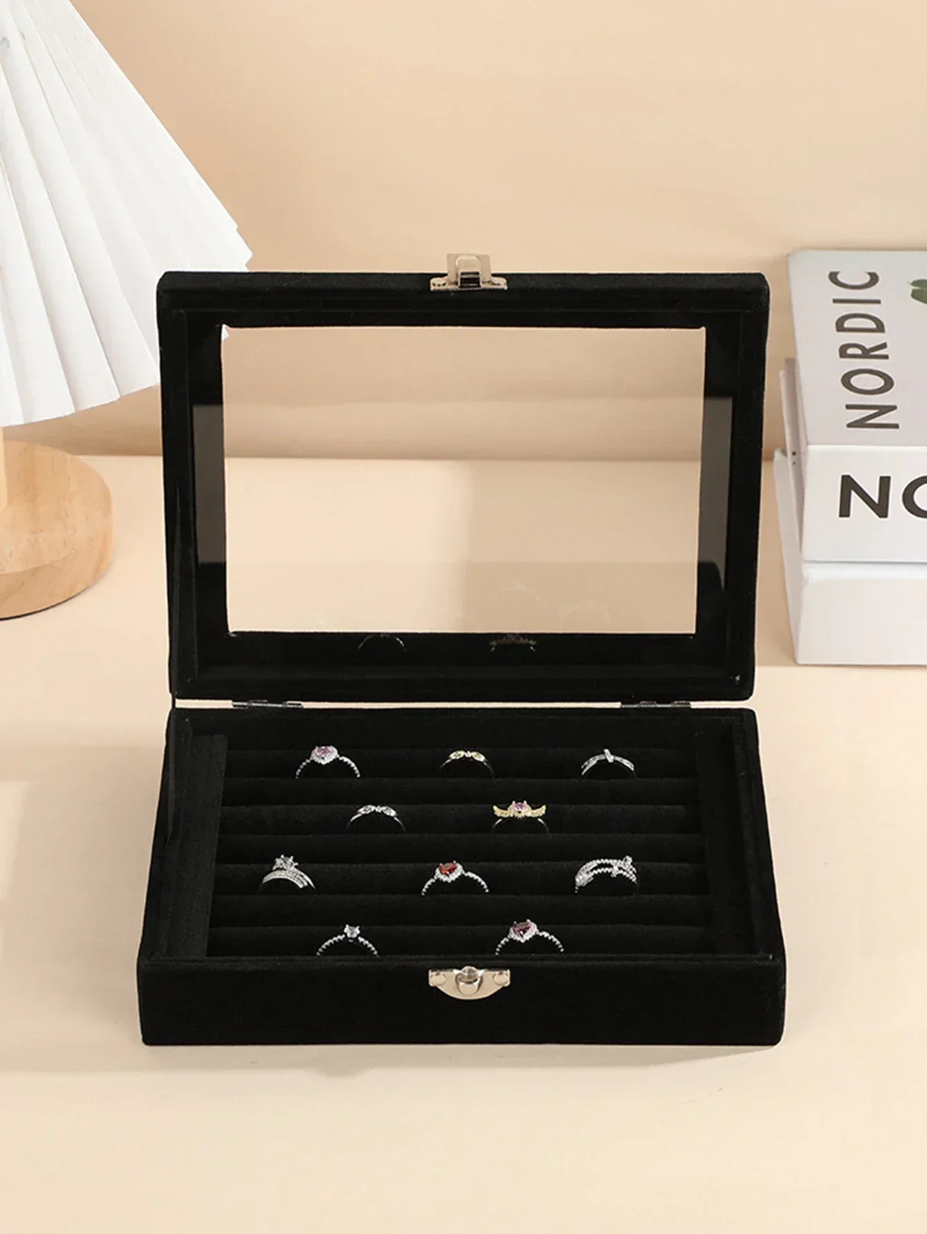 Boîte de rangement de bijoux, organisateur de boucles d'oreilles, bagues et colliers, porte-bijoux Transparent, boîte d'exposition pour la Classification des bijoux