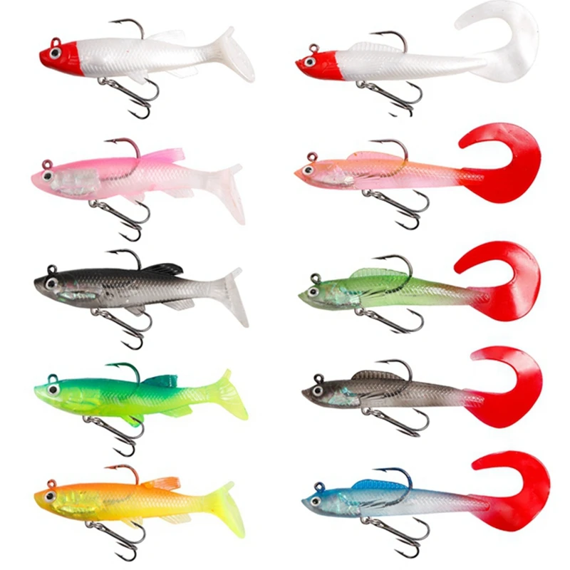 

10Pcs/Bag Soft Fishing Lure Silicone Artificial Bait 9G 12.5G Baits Sinking Wobblers Trolling Saltwater Soft Plastic Lures Set