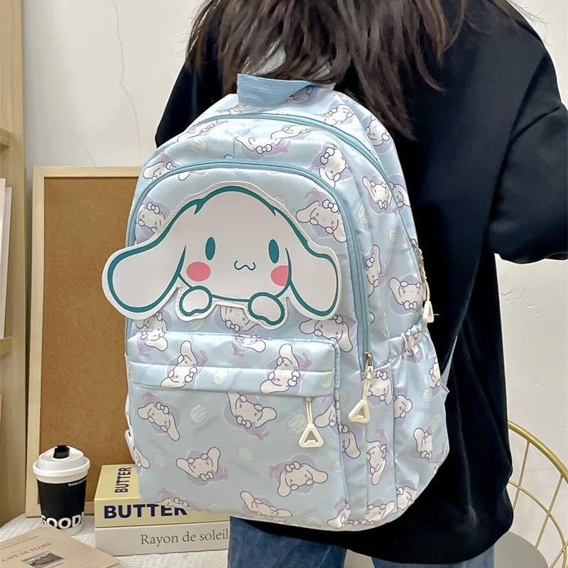 Saco escolar de grande capacidade Sanrio para meninos e meninas, Kuromi, melodia, Cinnamoroll, desenhos animados, Hello Kitty, bolsa de lona kawaii, fofa