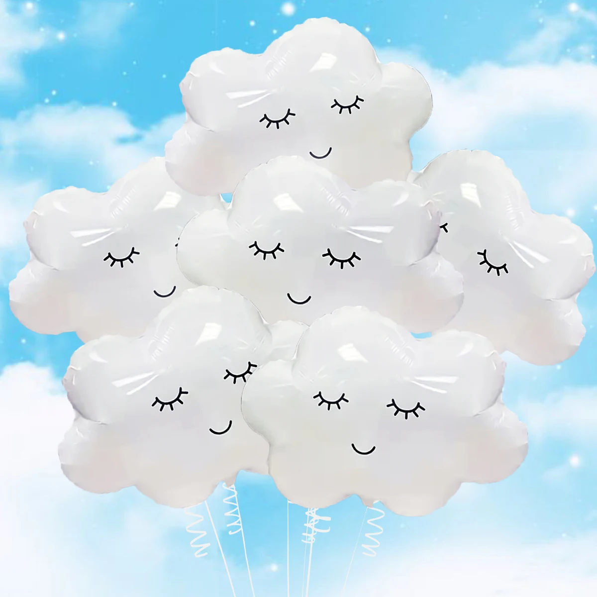 2/6 stücke Smiley Gesicht Weiße Wolke Aluminium Film Ballons Kinder Geburtstag Party Dekoration Baby Dusche Dekoration Lieferungen