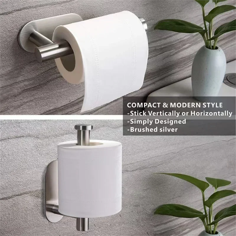 Stainless Steel Paper Towel Holder No Punching Bathroom Toilet Paper Holder Wall Hanging Wall Paper Towel Storage Roll Holder