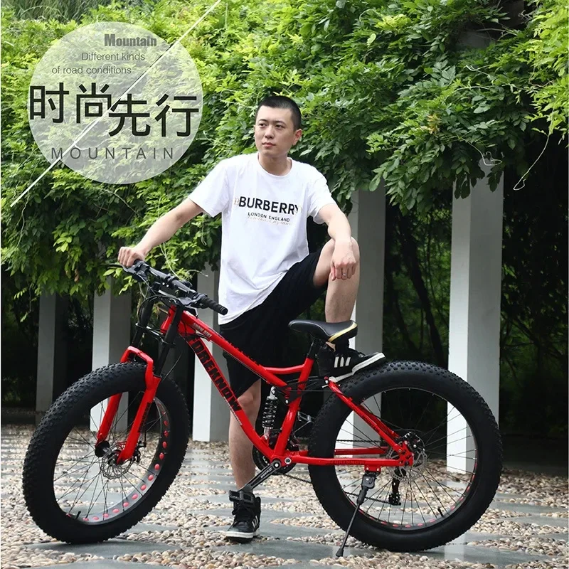 24/26 inch MTB 4.0 Fat Tire soft tail Mountain Bike Beach and Snow Full Suspension Fatbike Carbon Steel Cross Country Bicycle