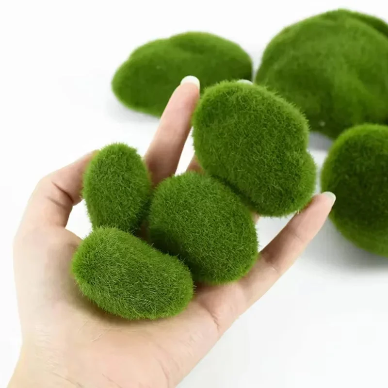 10Pcs Simulation Moss Stone Artificial Moss Rocks Ball Fake Green Plant for Home Garden Flower Pot Decoration Creative Crafts