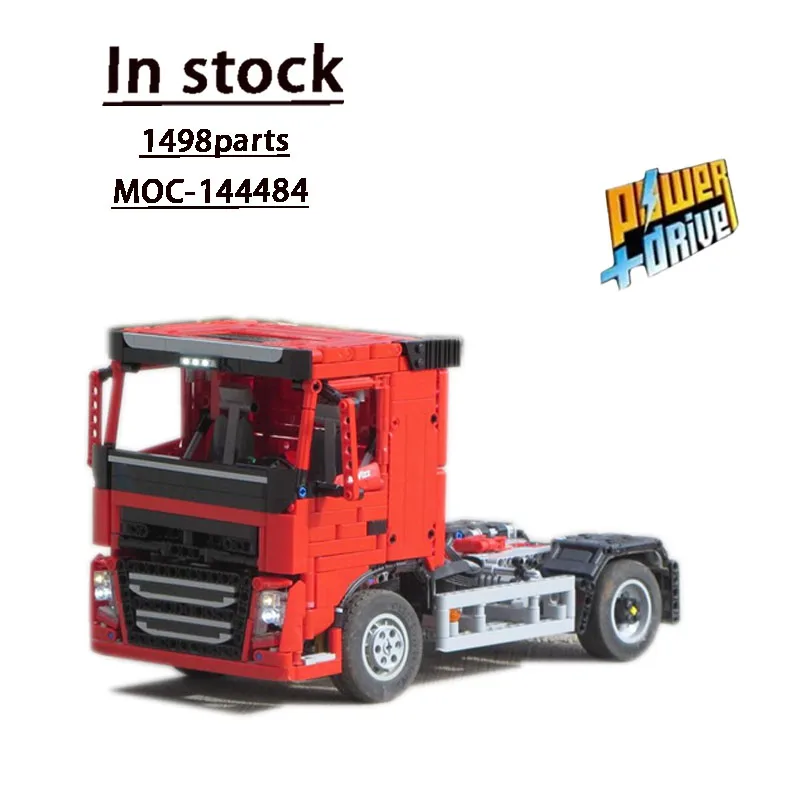 MOC- 144484   Camion de Transport de fret rouge FH 500, bloc de construction modèle 1498 pièces, blocs de construction d'anniversaire pour enfants, jouet cadeau