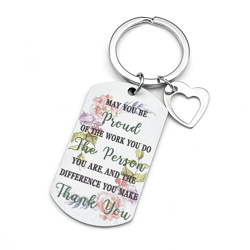 Inspirierender Schlüsselanhänger Geschenk für den Arbeitsplatz, Schlüsselring für Frauen und Männer, Edelstahl in Silberfarbe, Herz-Design, Bestseller, Dankeschön-Hundemarken-Schmuck – Detail 8