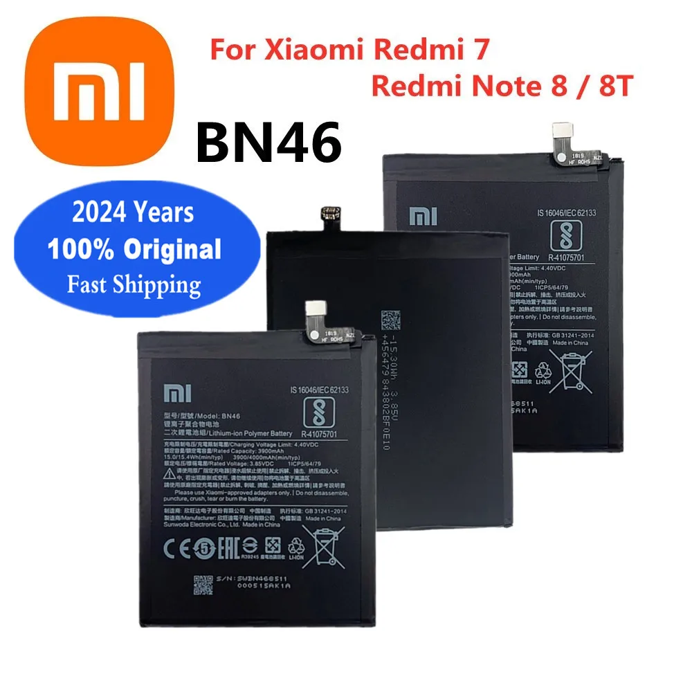 

2024 Years 4000mAh BN46 Xiao mi Orginal Battery For Xiaomi Redmi Note 8 8T Note8 Redmi 7 Redmi7 High Quality Replacement Bateria