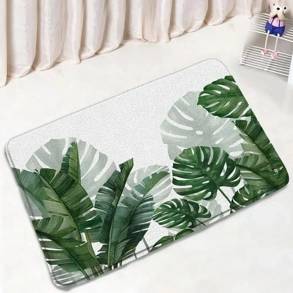 Fresh Leaves Pattern Style Bathroom Non-silp Door Mat Suitable for Living Room Entrance Decorations Accessories Pad Bedroom Rugs