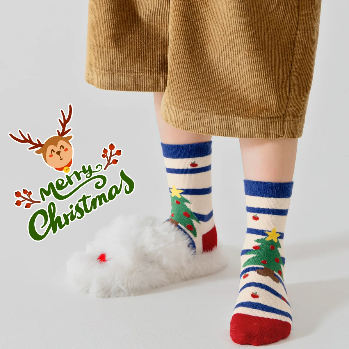 Children Christmas Socks Cotton Socks 5 Pairs Girls Boys Autumn Winter Socks Kids Calf Socks