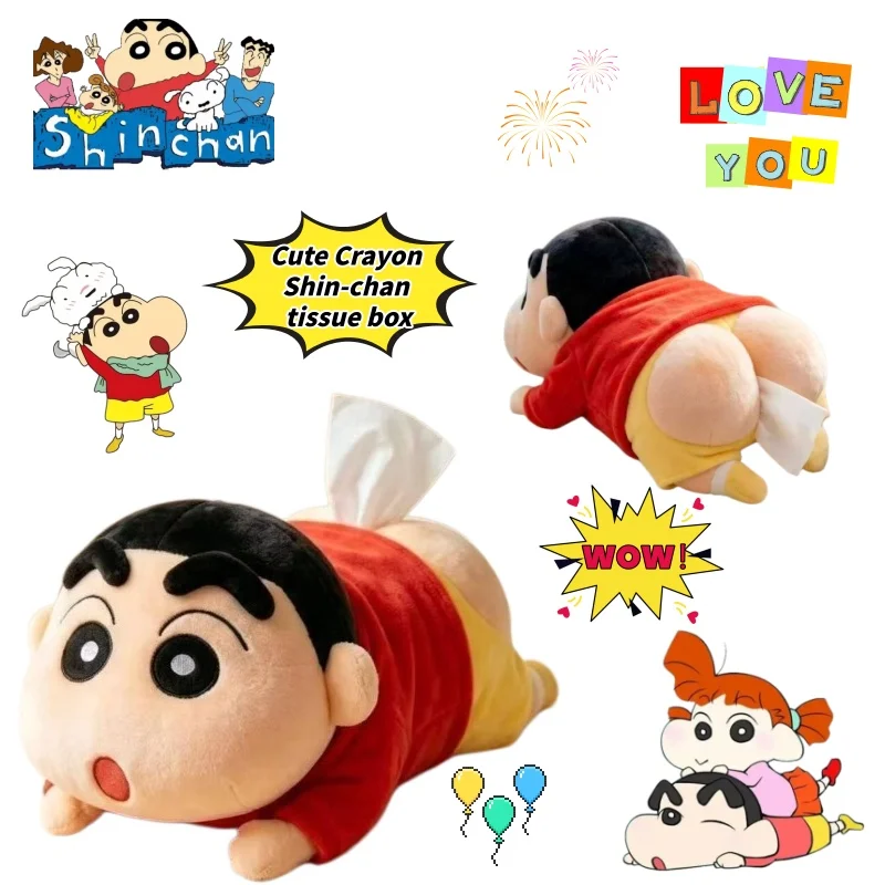 Cartoon Anime Crayon Shin-chan Plüsch-Papierbox Weiche und Niedliche Abstrakte Lustige Puppe Interessantes und Kreatives Dekoratives Spielzeug