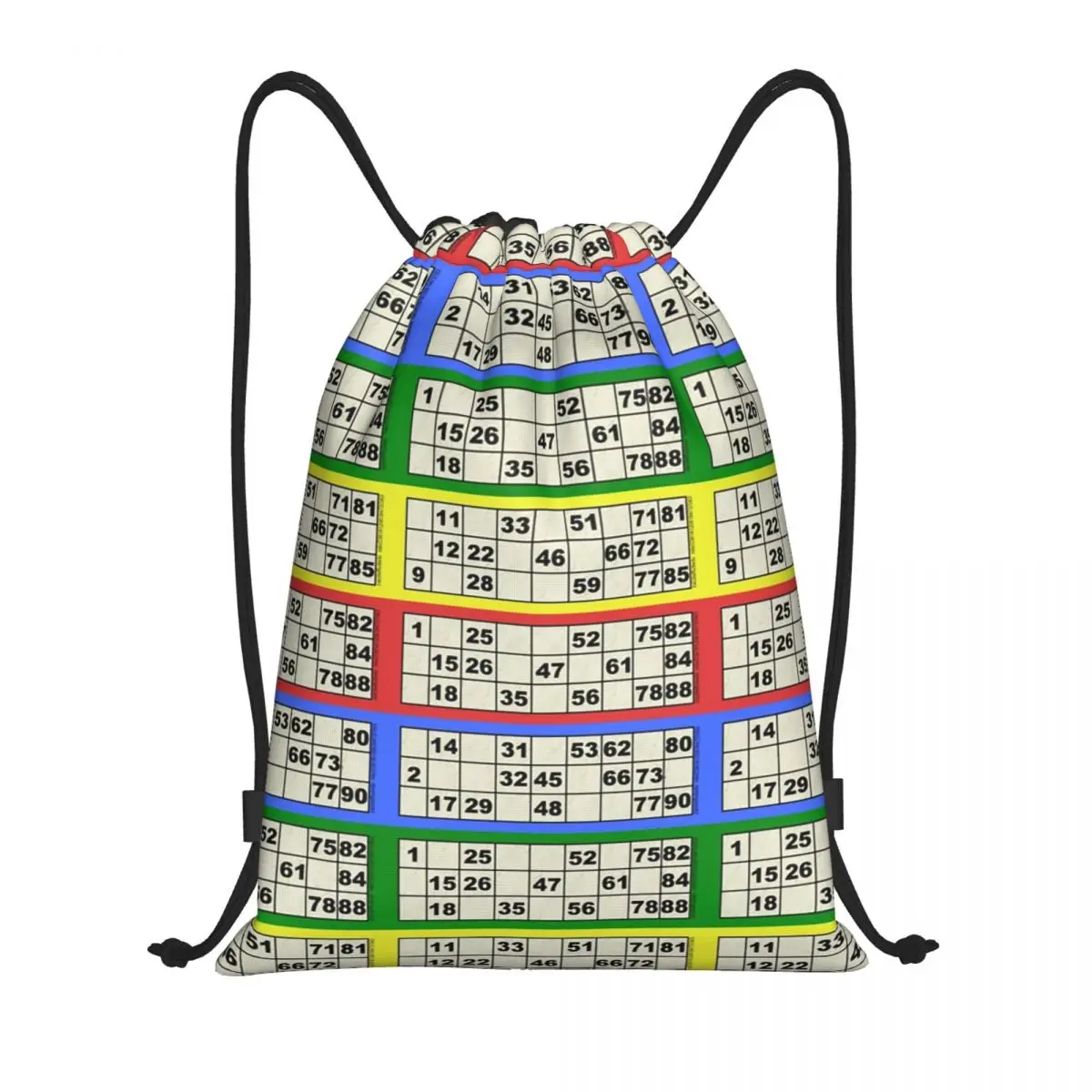 Custom 90 Ball Bingo Paper Game Drawstring Bags for Training Yoga Backpacks Women Men Sports Gym Sackpack