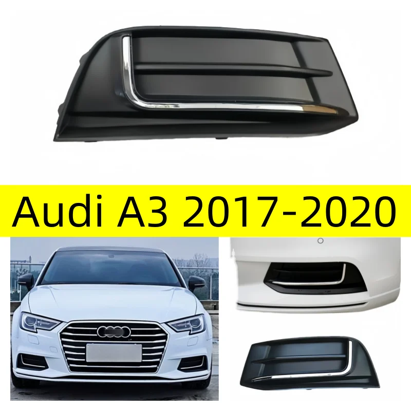 

For Audi A3 2017 2018 2019 2020 Sedan High Configuration Fog Light Cover Vent Car Grille Auto Front Bumper Driving Lamp Cover