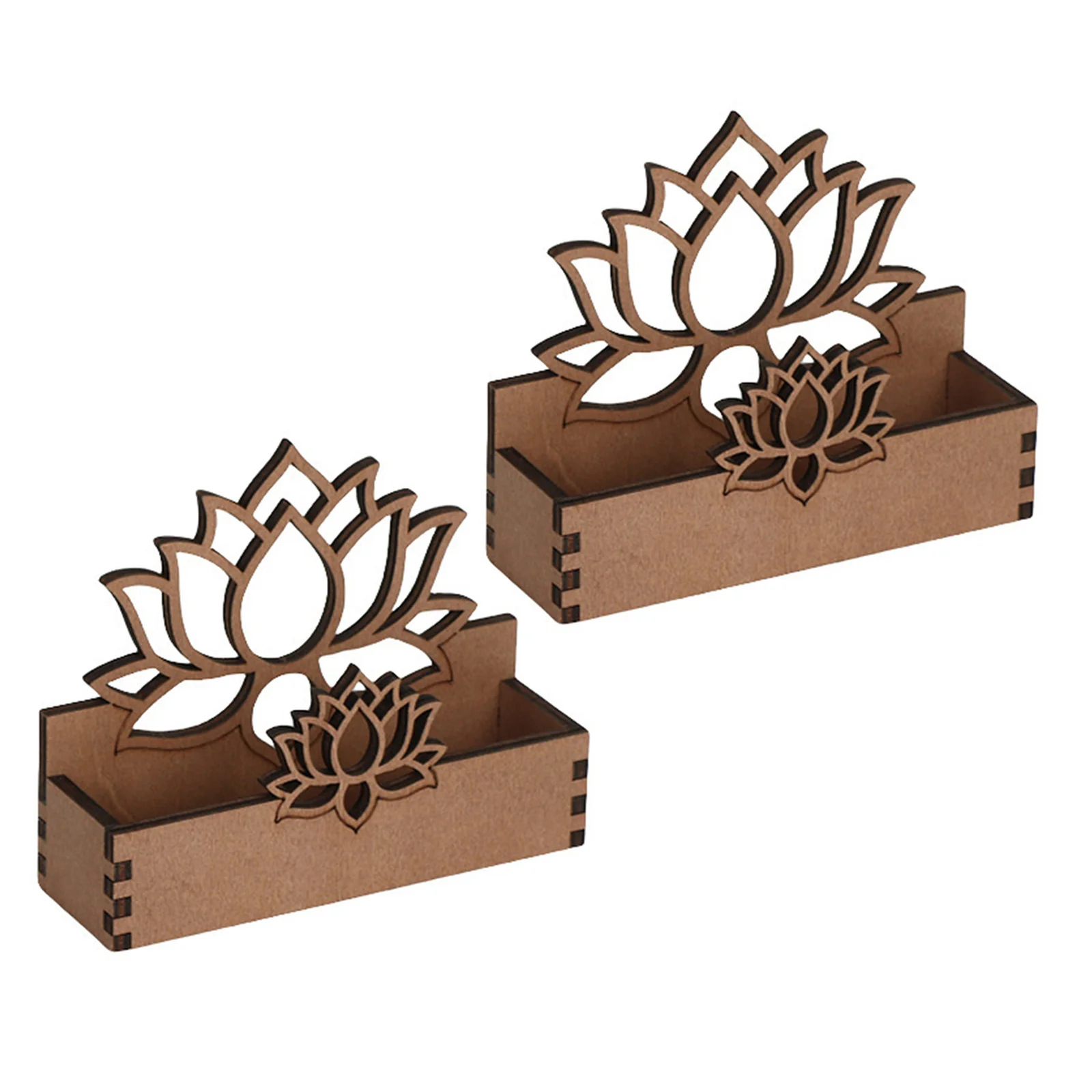 

2Pcs Wooden Business Card Holder Lotus Flower Desk Organizer Decorative Postcard Holder Office Business Card Display