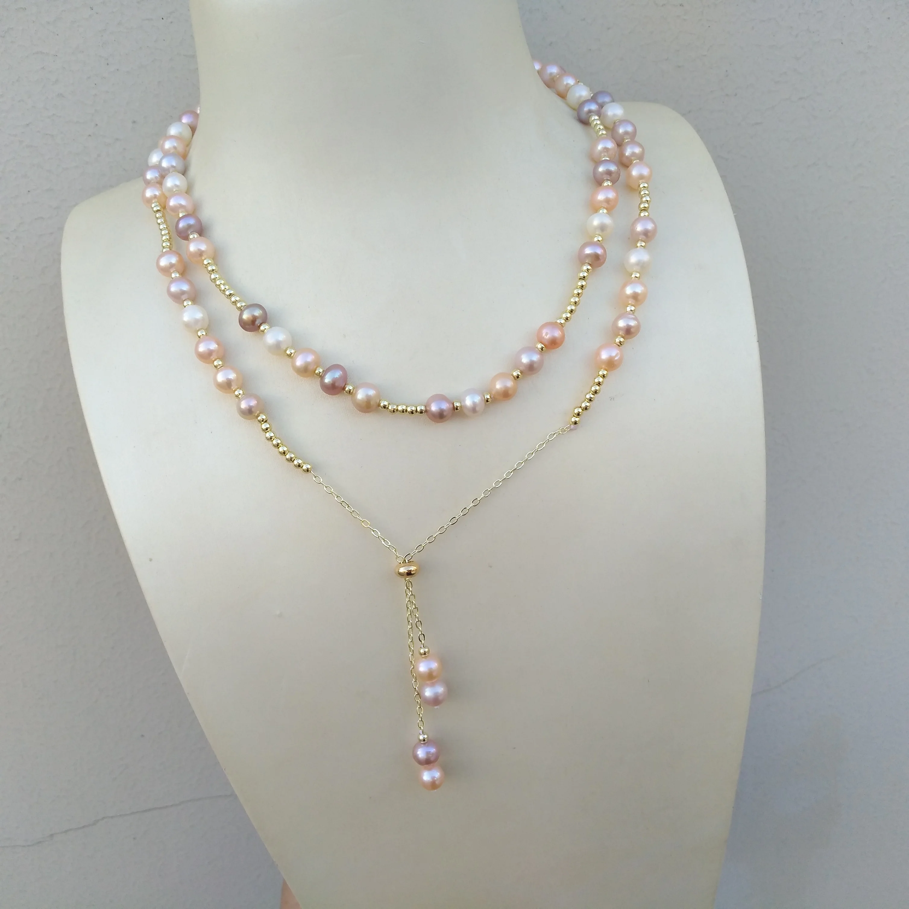 Charming AAA 6-7mm real natural south sea white Multi-color pearl necklace Original Real shot photos