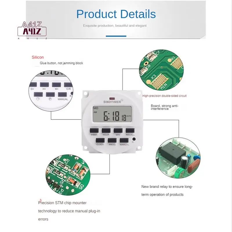 

A41Z-1 Piece Sinotimer Tm618n-2 Lcd Digital Programmable Timer Switch 7 Days 1.6 Inch With Relay Inside And Countdown Time Func
