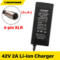 42V 2A Smart Lithium Battery Charger For 36V Li-ion Battery Pack Charger With 4Pin XLR Connector High Quality