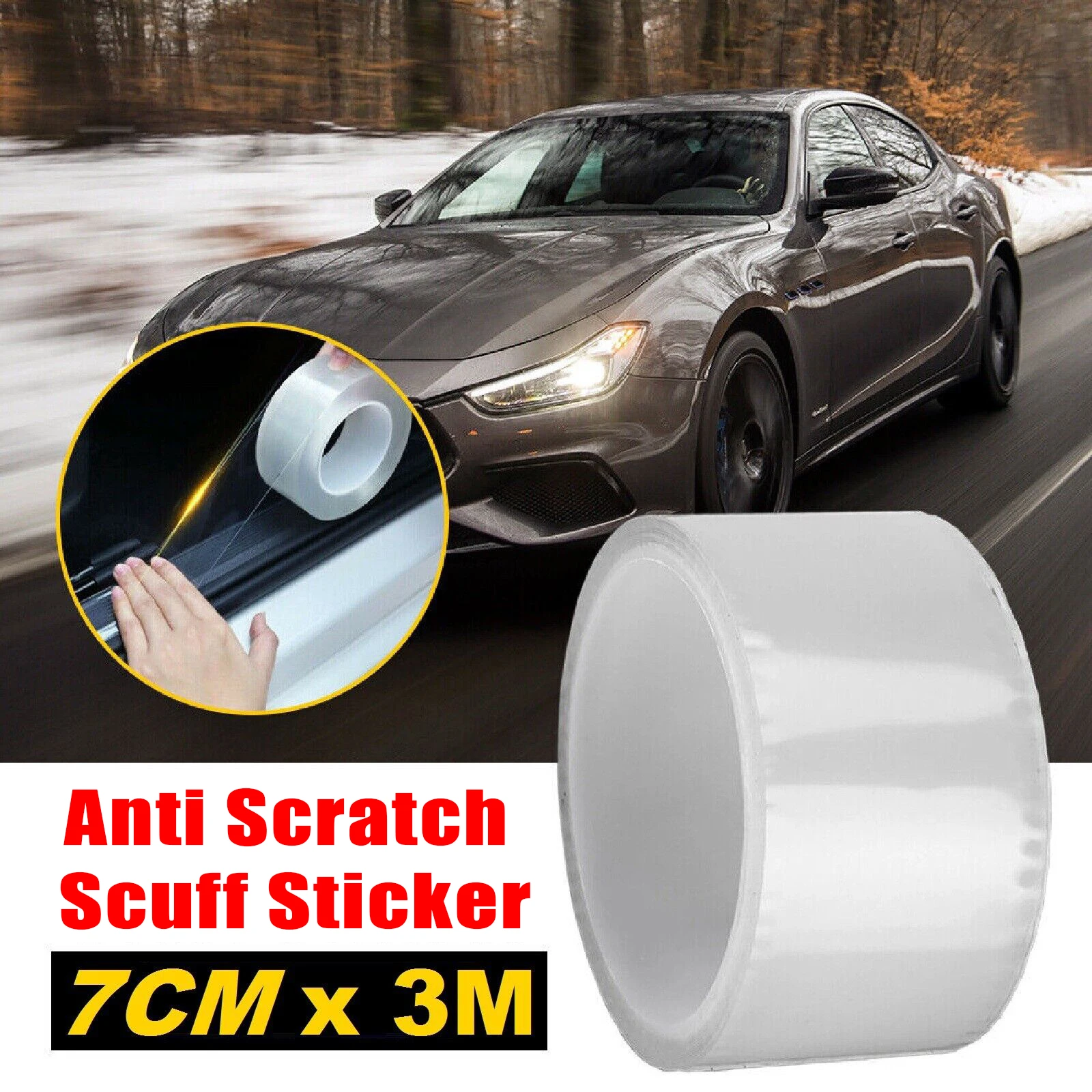 7cm Car Bumper Protector Clear Paint Protection Film Roll Anti-Scratch Car Protective Film Self-Adhesive Anti-collision Strip