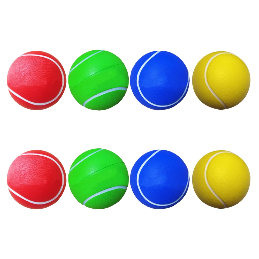 8 pçs bolas de tênis criativas prática bolas de tênis esportes bolas de tênis do plutônio jogando bola (2 pces amarelo, 2 pces vermelho, 2 pces azul, 2 pces