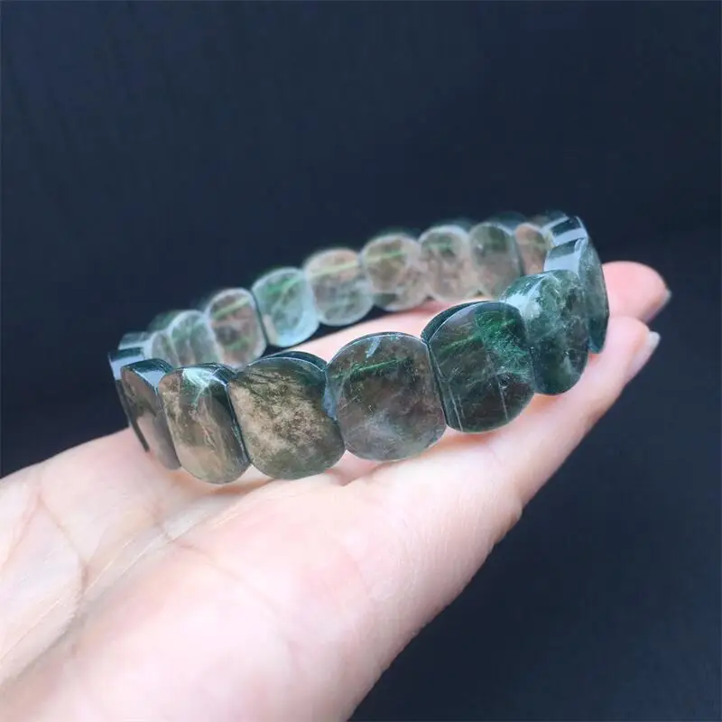 14MM Natural Green Lepidolite Bangle Crystal Healing Stone Stretch Polychrome Gemstone For Women Birthday Present 1pcs