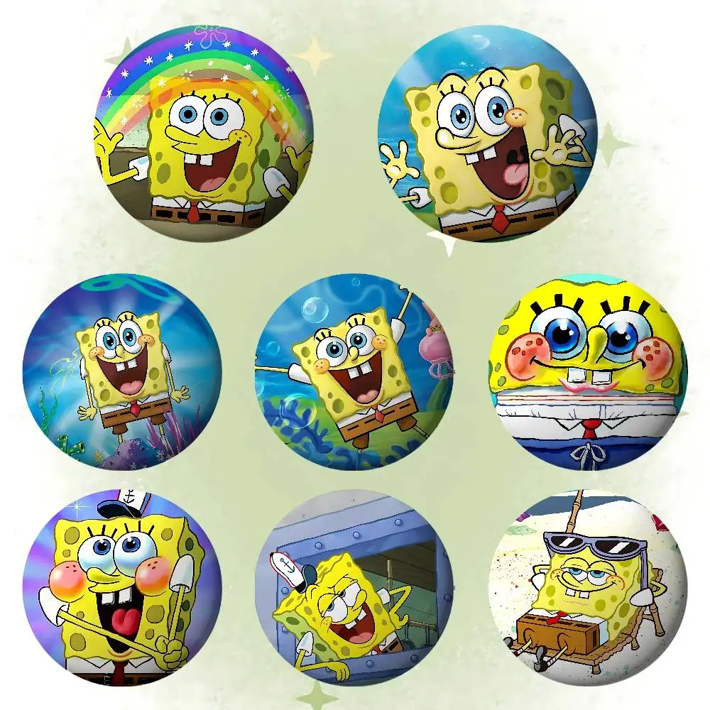 Cute S-SpongeBobs Badges Tinplate Soft Button Pin Brooch Metal Badge Custom Jewelry Accessories Hat Bag Lapel