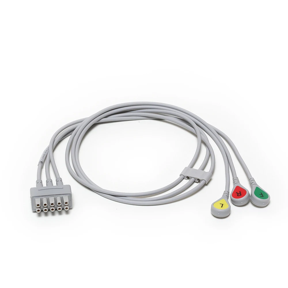 New GE 2106385-003 ECG leadwire Set 3-Lead ,snap IEC ,74CM