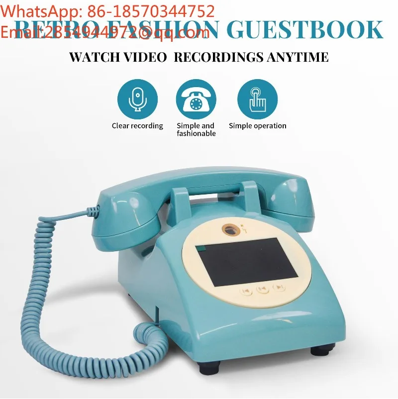 European Vintage Message Telephone Wedding Birthday Party Guest Video Voice Blessing Recorder Retro Decor Ornament