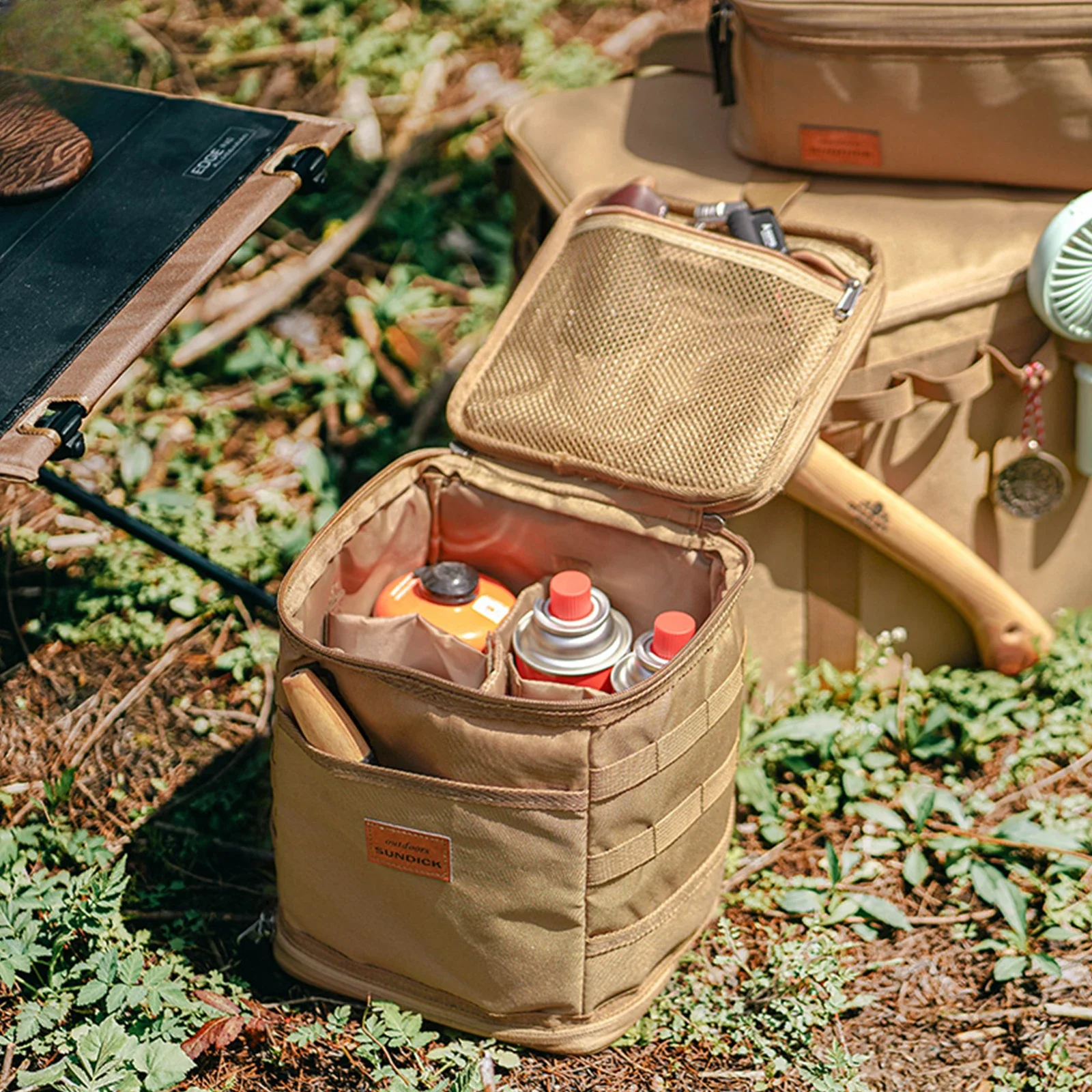 

Camping Storage Bag Portable Oxford Cloth Large Capacity Gas Stove Canister Pot Carry Bag Storage Sack Picnic Basket MOLLE Bag