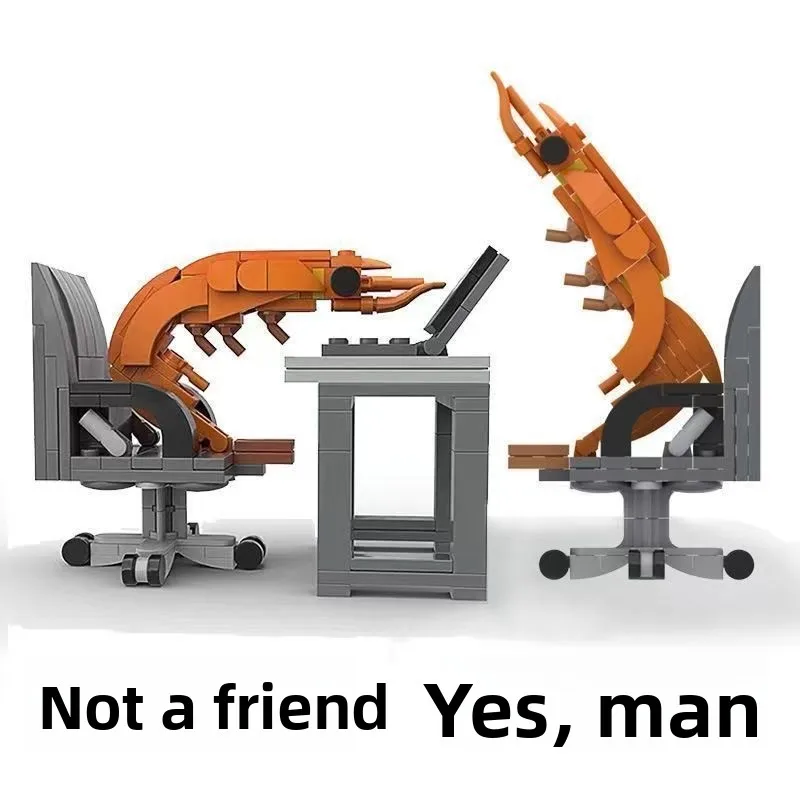 MOC Building Block Shrimp Model Figurines Puzzle Assembly Kit for Boys And Girls Internet Celebrity Creative Parodies Toy