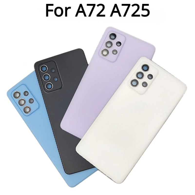 New For Samsung Galaxy A72 A725 SM-A725F Rear Door Hosing Back Battery Cover Panel Replacement Parts with Camera lens