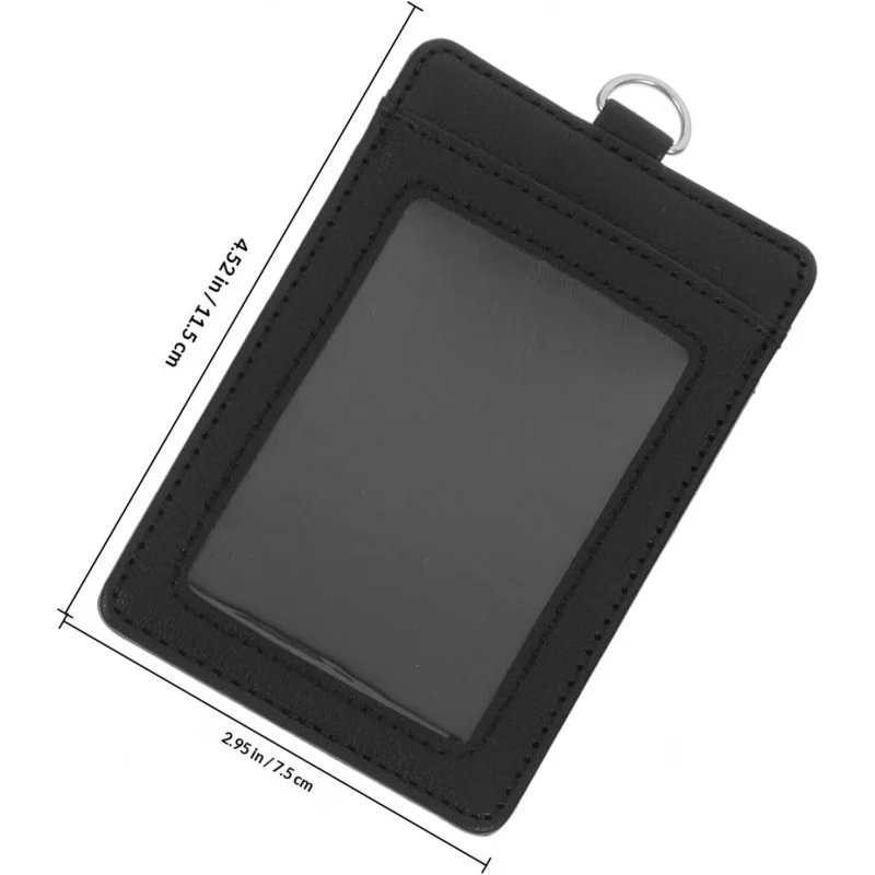 2pcs Vertical Id Badge Holder Card Sleeve with Hard Protector Cover, Black Multi-Card Work Badge Holder