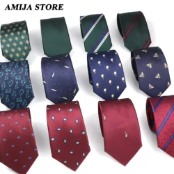 Men's Ties Jacquard Neck Stripe Flower Floral 7cm Green Red Bule Necktie Accessories Daily Wear Cravat Wedding Party Gift For Ma