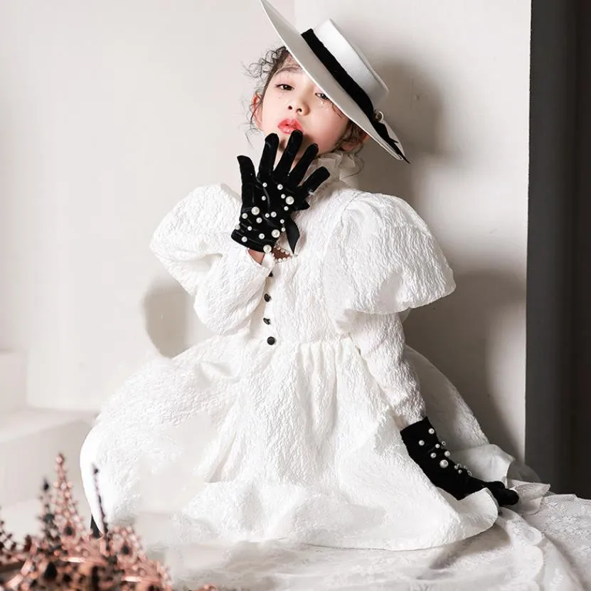 Baby Spanish Lolita Princess Ball Gown Kids Bridemaid Wedding Dresses For Children Puff Sleeves Girl Formal Elegant Frocks A1498