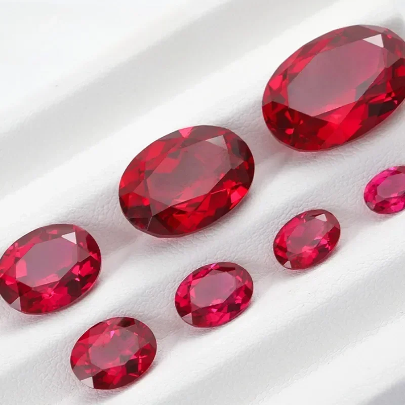 Lab Grown Ruby Oval Shape Pigeon Blood Red Color Hand-cut Gemstones For DIY Jewelry Materials Selectable AGL Certificate