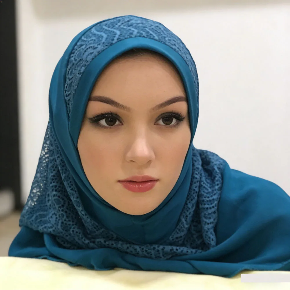 

Готовый к носке мусульманский хиджаб-тюрбан One Piece Amira с кружевом, мгновенный платок для молитвы, исламский головной убор, арабский платок-обертка