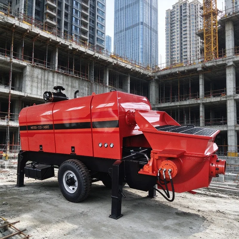 High Efficiency Stationary Concrete Pump Diesel Engine Concrete Pumping Equipment Large Hopper For Building Construction