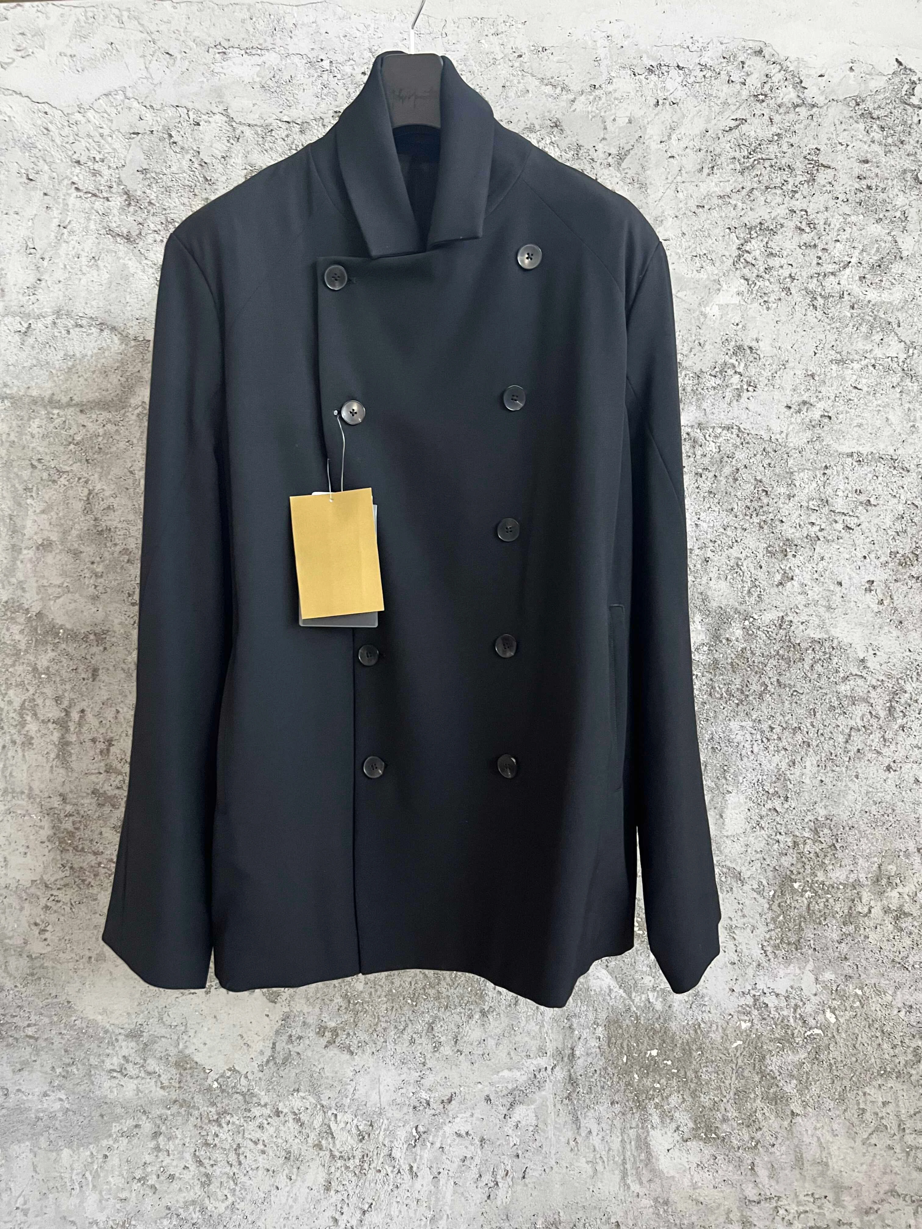 

TOP-YAMAMOTO double-breasted stand-up collar casual thick pure wool jacket short coat