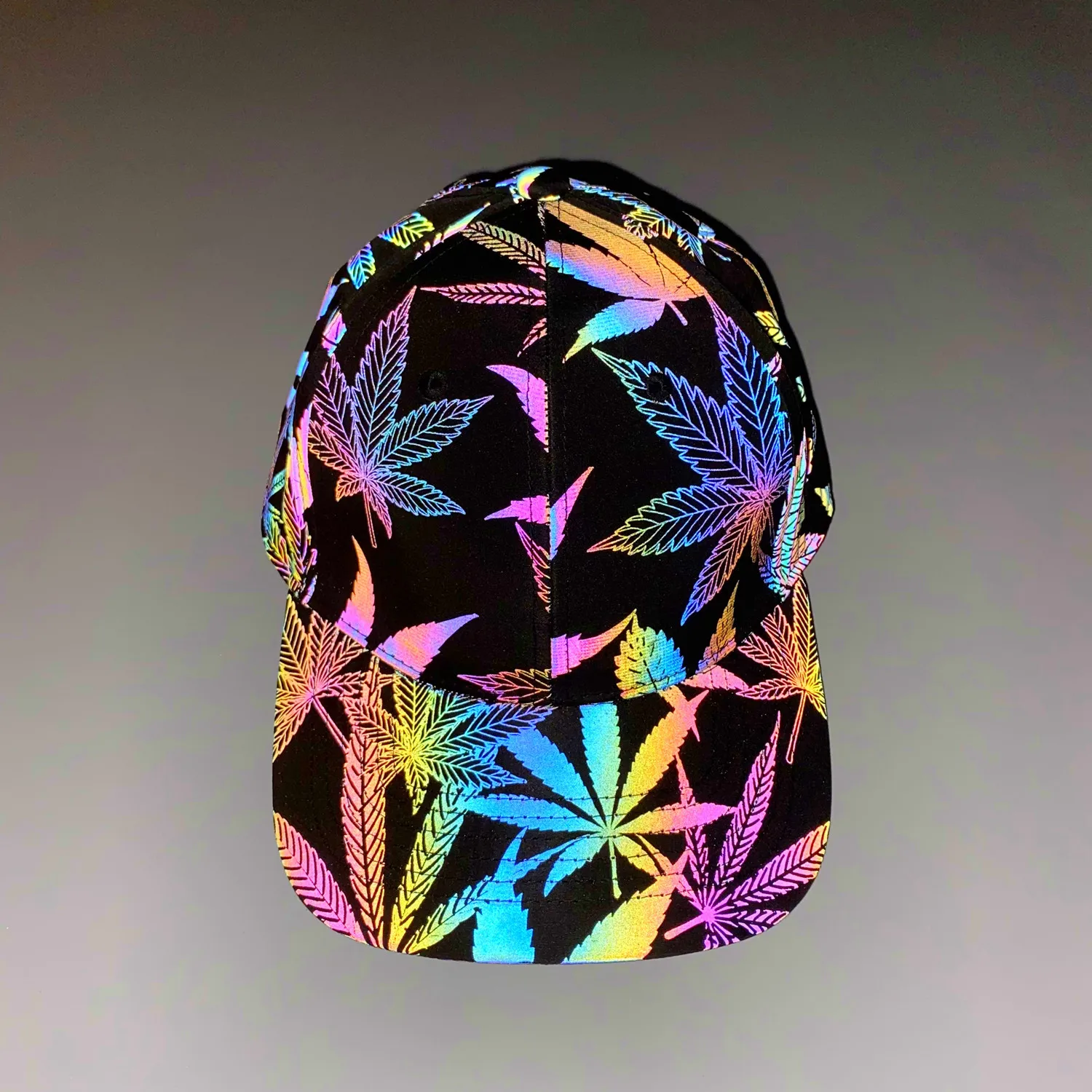 Rainbow Reflective Baseball Caps Men Women Glow in the Dark Head Wear Hip Hop Dance Accessories Nightclub Party Rave Hat Fashion