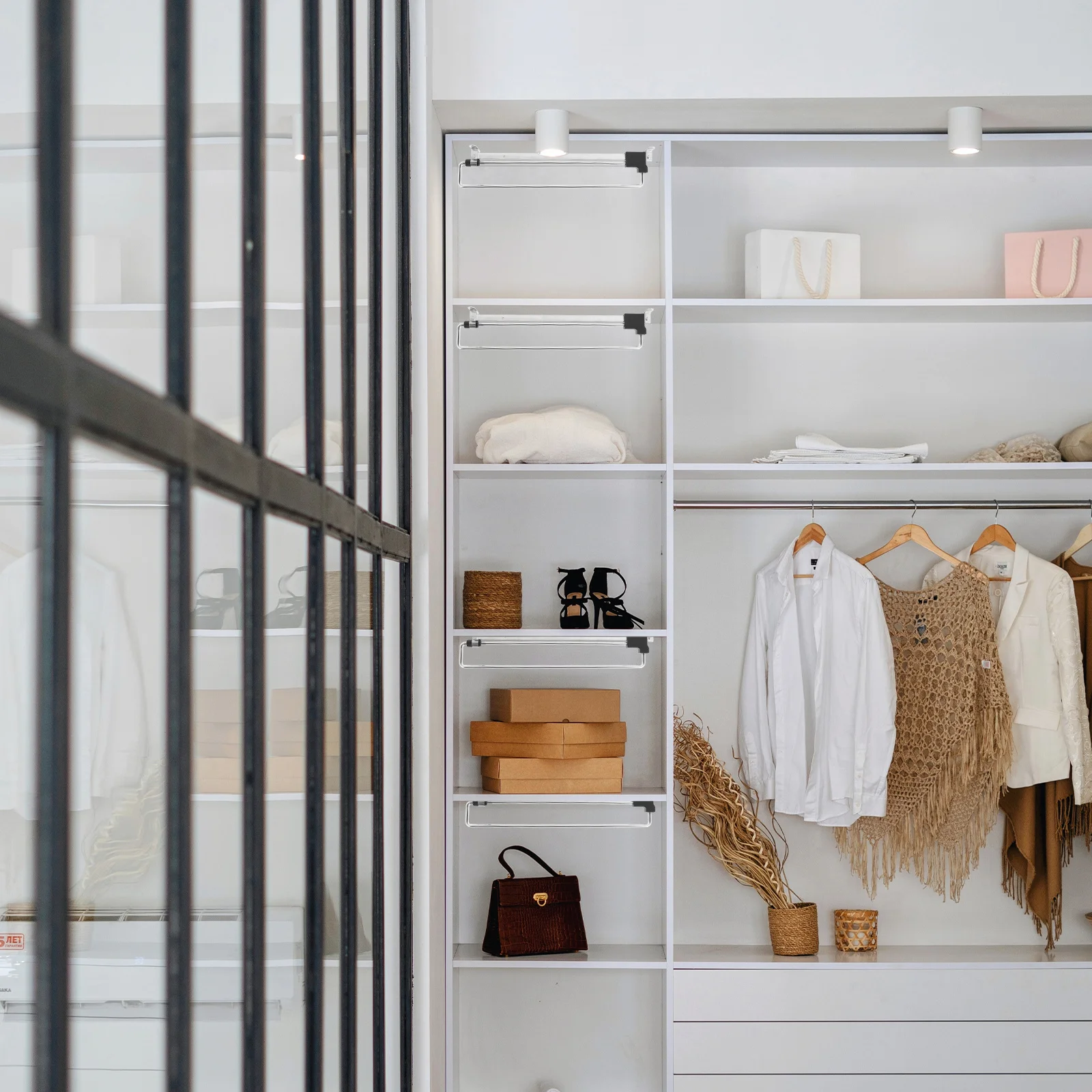 

Retractable Closet Rod Iron Clothing Hanger Space Saving Wardrobe Accessory Home Closet Rod Wardrobe Bar