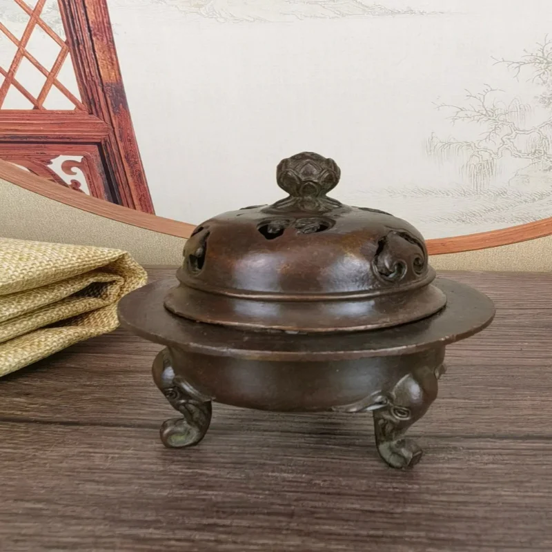 Vintage , three-legged , , disc incense burner, home decoration craft.