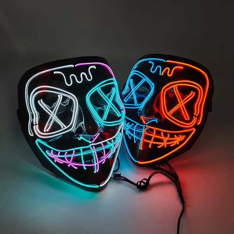 Gorgeous luminous Purge Masks Halloween LED Light Up Mask Scary Glowing full face Mask for Men Women Cosplay Costumes