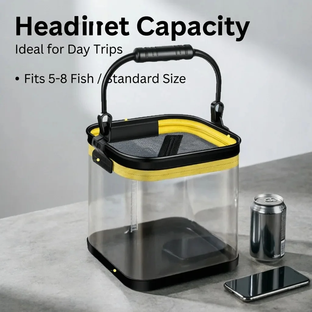 Portable Foldable Transparent Fishing Bucket Live, Fish Water Container Outdoor Camping Tackle, Pail Wear Resistant Handheld Gea