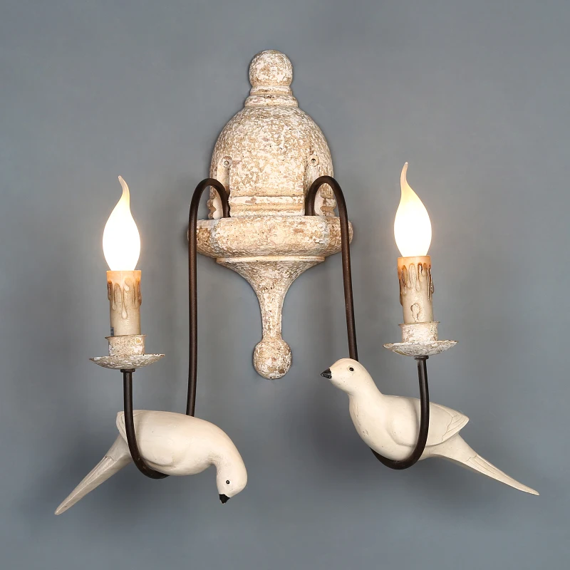 

American country bird wall lamp personalized wood retro lighting living room bedroom corridor balcony aisle decorative lighting