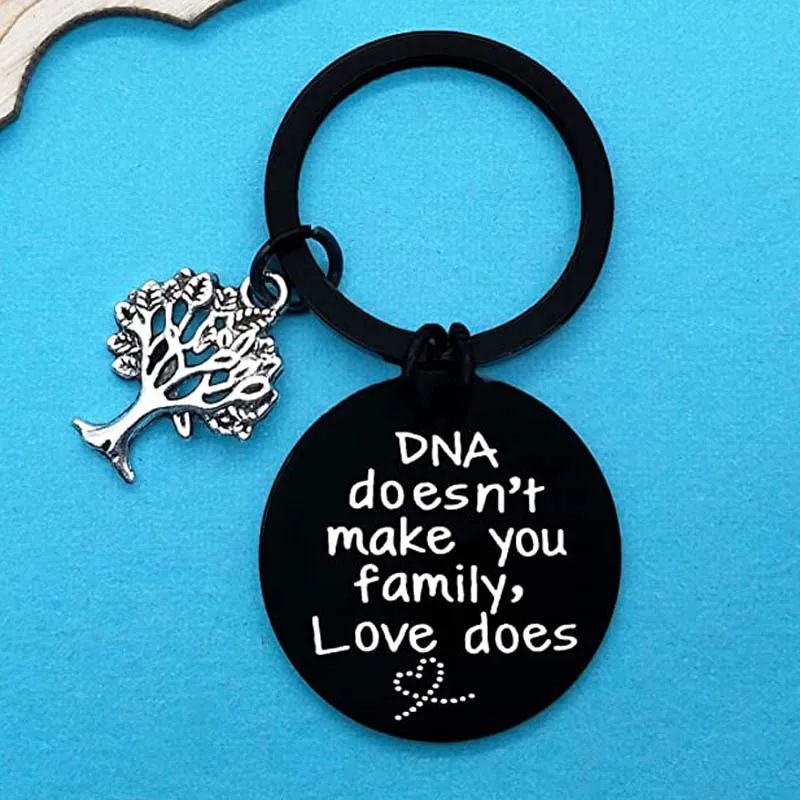 Step Parent Keychain DNA Doesn't Make You Family Love Does Keychain Step Mom Step Dad Adoption Gifts for Bonus Mom Dad