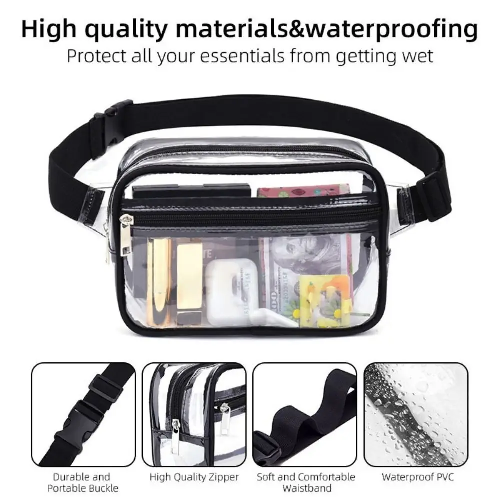 Transparent PVC Waterproof Running Hiking Travel Waist Bag Wash Bag Crossbody Bag Makeup Bag Chest Bag Single Shoulder