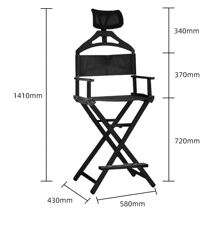 Portable Folding Makeup Chair Professional Aluminum Cosmetic Chair Makeup Artist Directors Painters Chair With Headrests