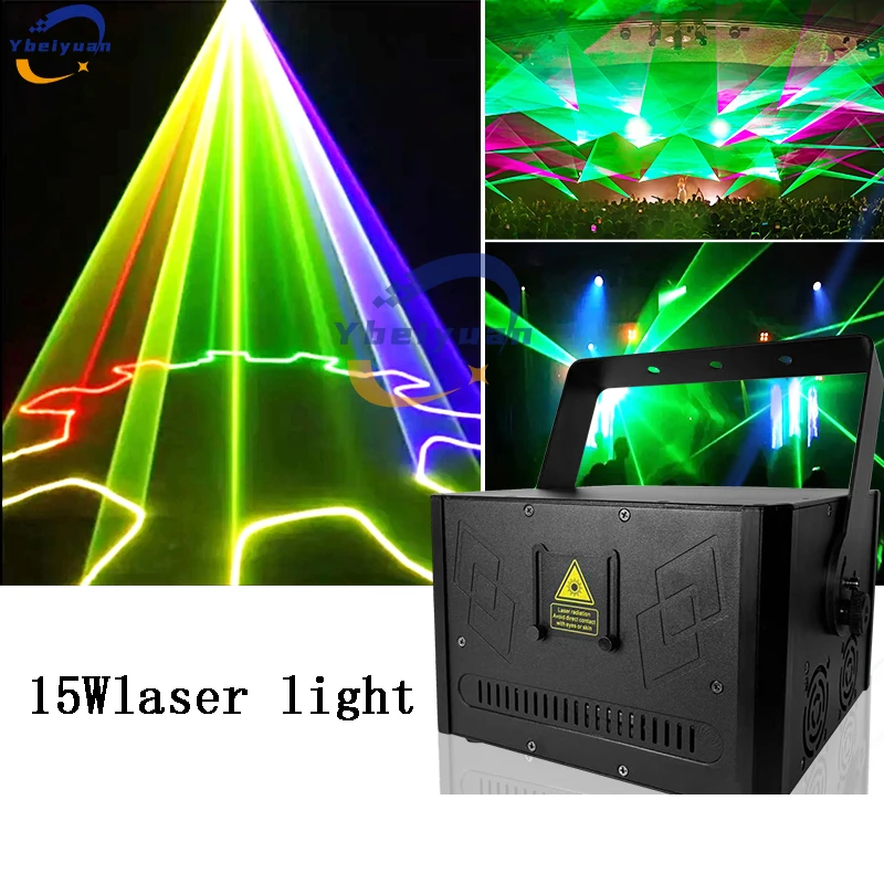 RGB Animation Laser Light 15W ILDA DMX Animation Scanner Laser Projector Wedding Dj Disco Party Christmas Stage Effect Light