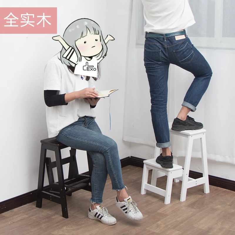 

Складная подставка для ног из цельного дерева, лестница для восхождения на двух или трех ступеней, табурет-лестница, бытовой, многофункциональный, креативный, двойного назначения